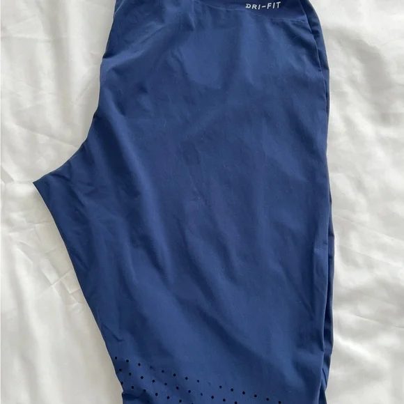 Nike Navy Athletic Track Pants with White Swoosh - Picture 4 of 5